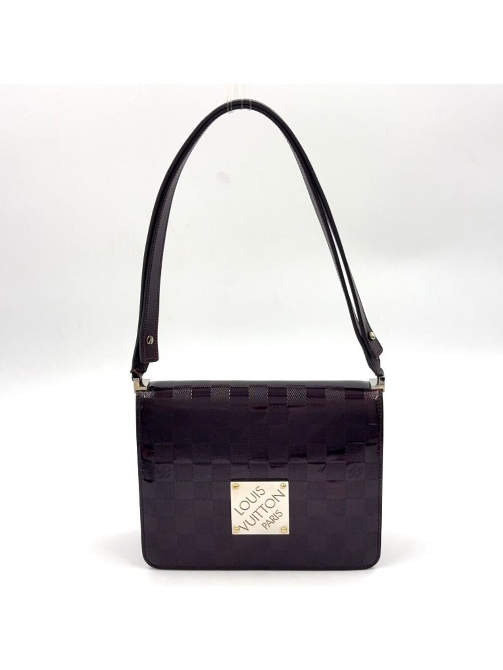 Louis Vuitton Caviar Damier Vernis Leather Bordeaux Bag Silver